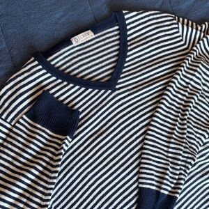 J. Crew Navy and Cream Striped Pullover